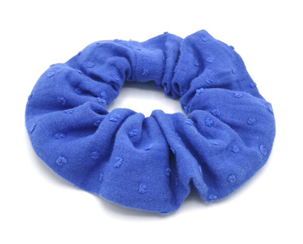 Chouchou scrunchie double gaze plumetis bleu royal - Piloki