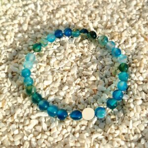 Bracelet perles en pierres naturelles lithotherapie Piloki Agate bleu vert 6mm