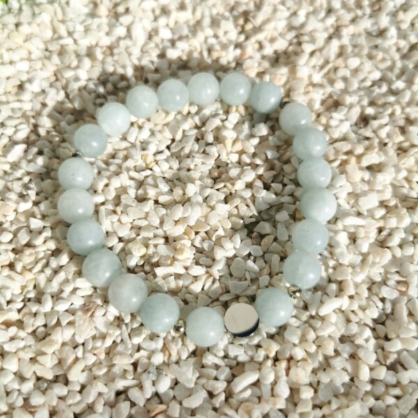 Bracelet perles en pierres naturelles lithotherapie Piloki Aigue marine 8mm
