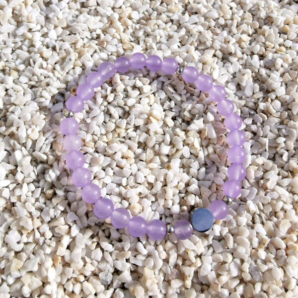 Bracelet perles en pierres naturelles lithotherapie Piloki Calcedoine violette 6mm