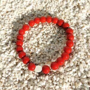 Bracelet perles en pierres naturelles lithotherapie Piloki Corail rouge 8mm