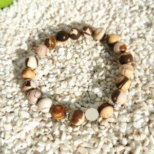 Bracelet perles en pierres naturelles lithotherapie Piloki Jaspe zebre 8mm