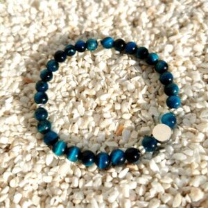 Bracelet perles en pierres naturelles lithotherapie Piloki OEil de tigre bleue 6mm