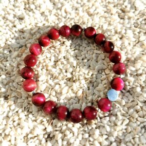 Bracelet perles en pierres naturelles lithotherapie Piloki OEil de tigre rose 8mm